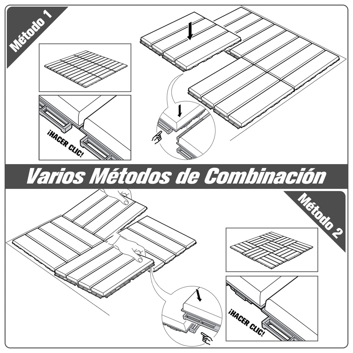 Baldosas Cuadradas Outsunny Negro Con Textura Antideslizante_5