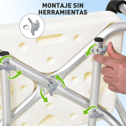Silla De Ducha Homcom Blanco Y Plata 47x50x87 Cm_5