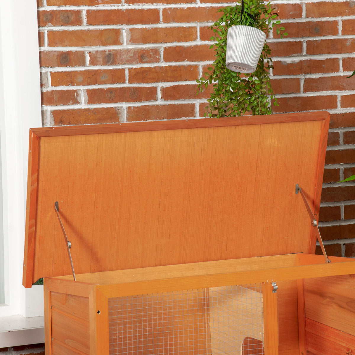 Conejera De Madera Pawhut Amarrillo 90x45x80 Cm Madera De Abeto_4