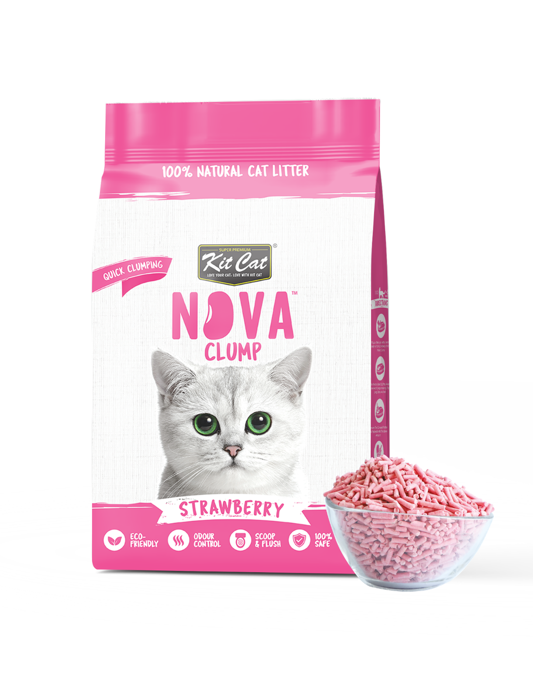 Kit Cat Arena Eco Nova Clump - Strawberry 7 L Arena para gatos - Dulce y Frutal Suave