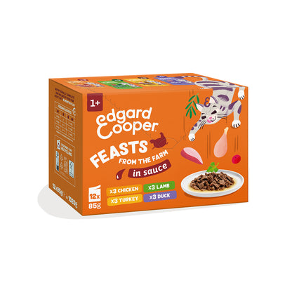 Sobres de comida húmeda para gatos Festines de la Granja Selección en Salsa | Edgard &amp; Cooper 85 g