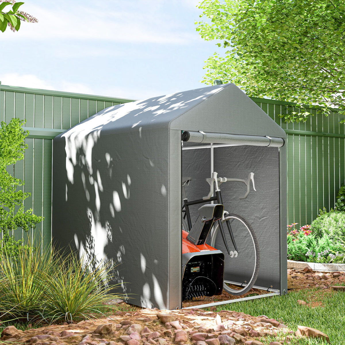 Outsunny Carpa De Jardín Para Herramientas De Jardinería 1,2x1,8x1,65 M Gris_1
