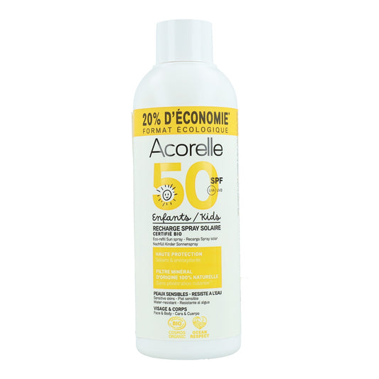 Recarga de spray solar alta protección para niños SPF50 Acorelle 150 ml