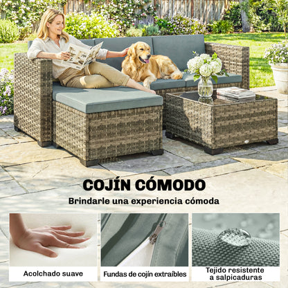 Conjunto De Jardín Outsunny Acero, Pe Gris Claro 188x120x61 Cm_5