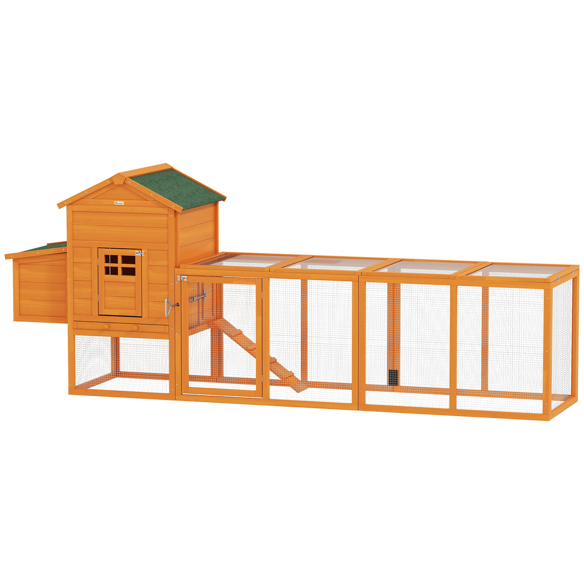 Gallinero De Madera Pawhut Madera De Abeto, Metal Madera Natural 297.5x68x118 Cm_0
