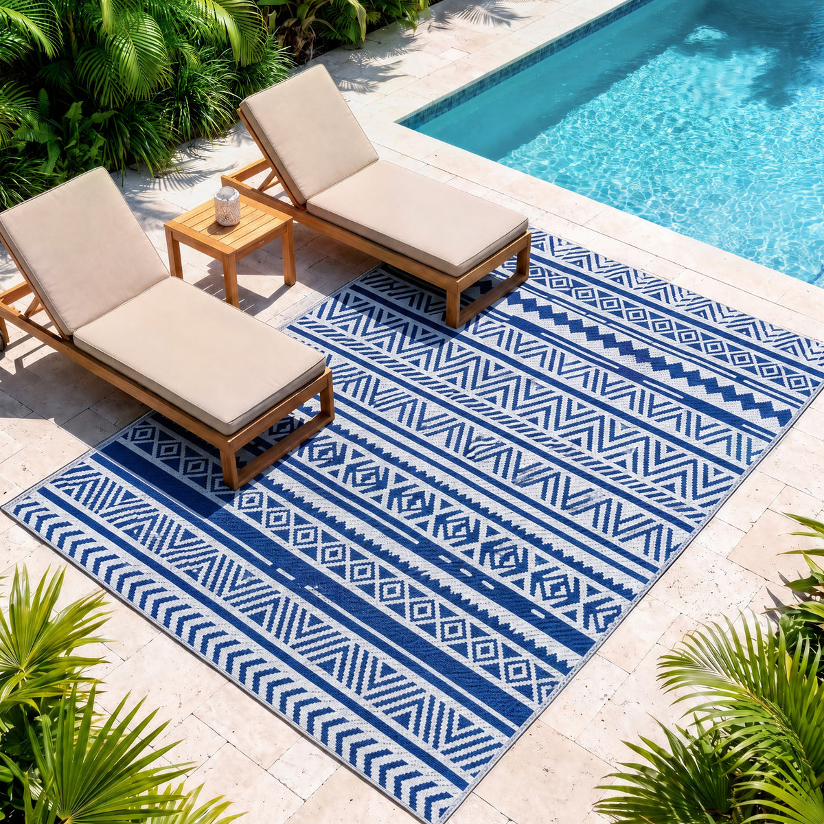 Alfombra De Exterior Outsunny Pp Azul Oscuro Y Blanco 182x274x0.3 Cm_3