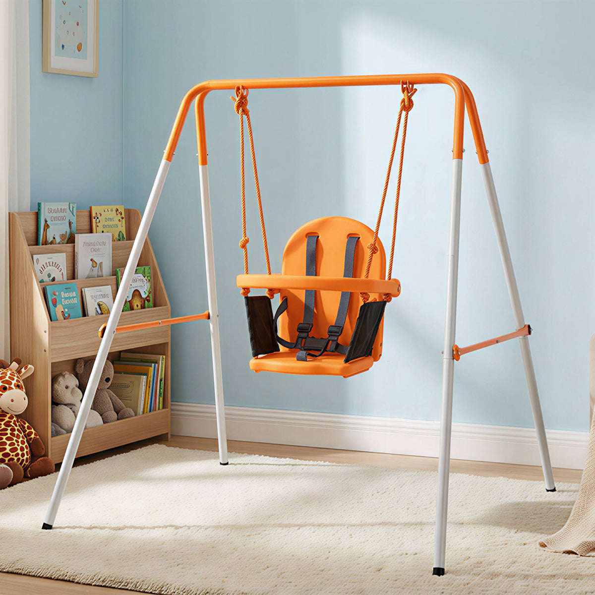 Columpio Para Bebés Outsunny Acero, Pe Naranja 122x146x122 Cm_1
