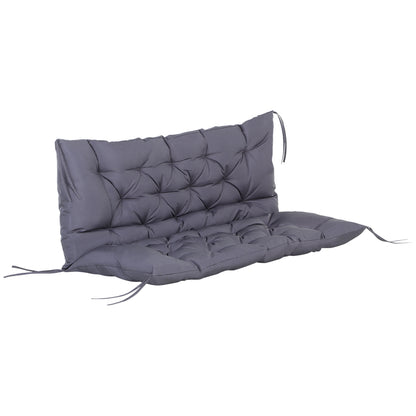 Cojín Para Banco Outsunny Poliéster, Algodón Gris Oscuro 120x110x12 Cm_0
