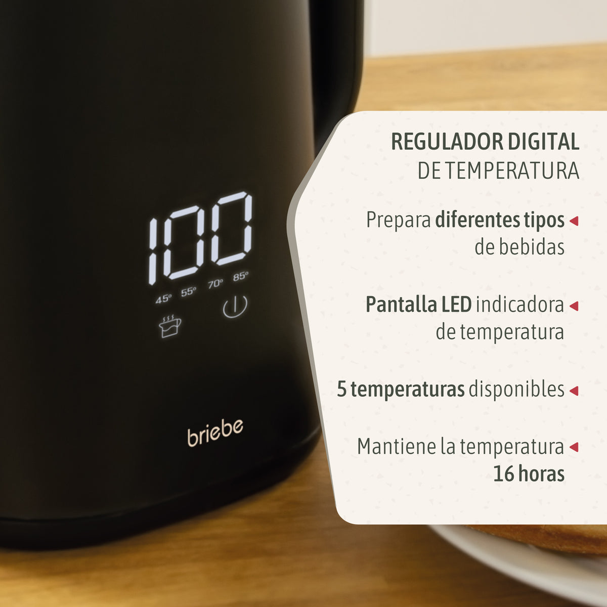 Briebe I-black Hervidor Agua Eléctrico 1,7lregulador De Temperatura Digital 45°c A 100°c, Libre De Bpa, Kt1175blk_2