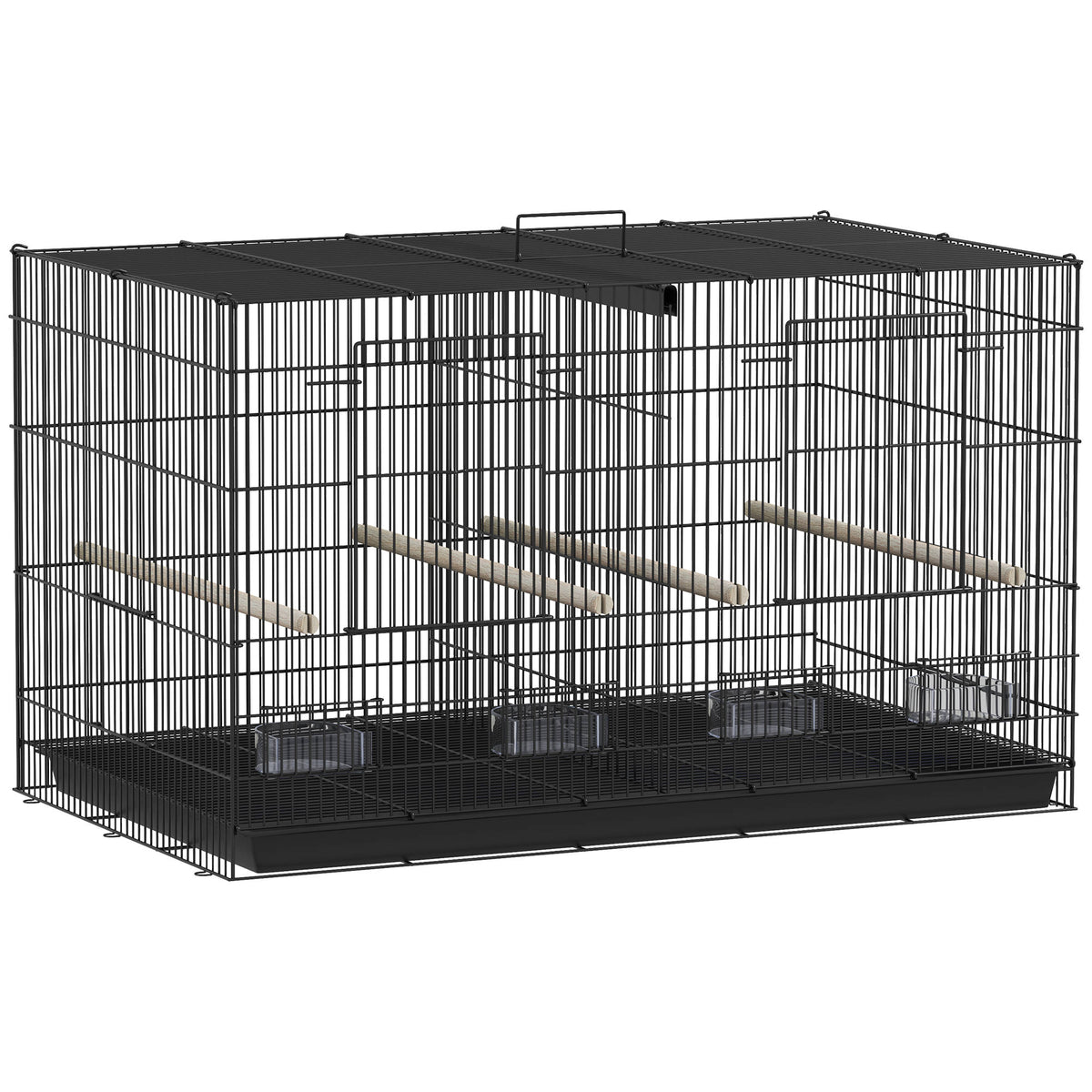 Jaula Para Pájaros Pawhut Acero, Pp Negro 76x46x46 Cm D10-106v00bk_0