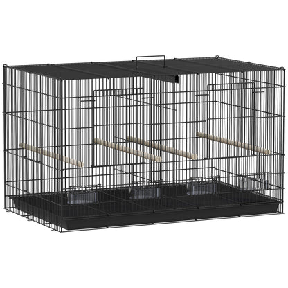 Jaula Para Pájaros Pawhut Acero, Pp Negro 76x46x46 Cm D10-106v00bk_0