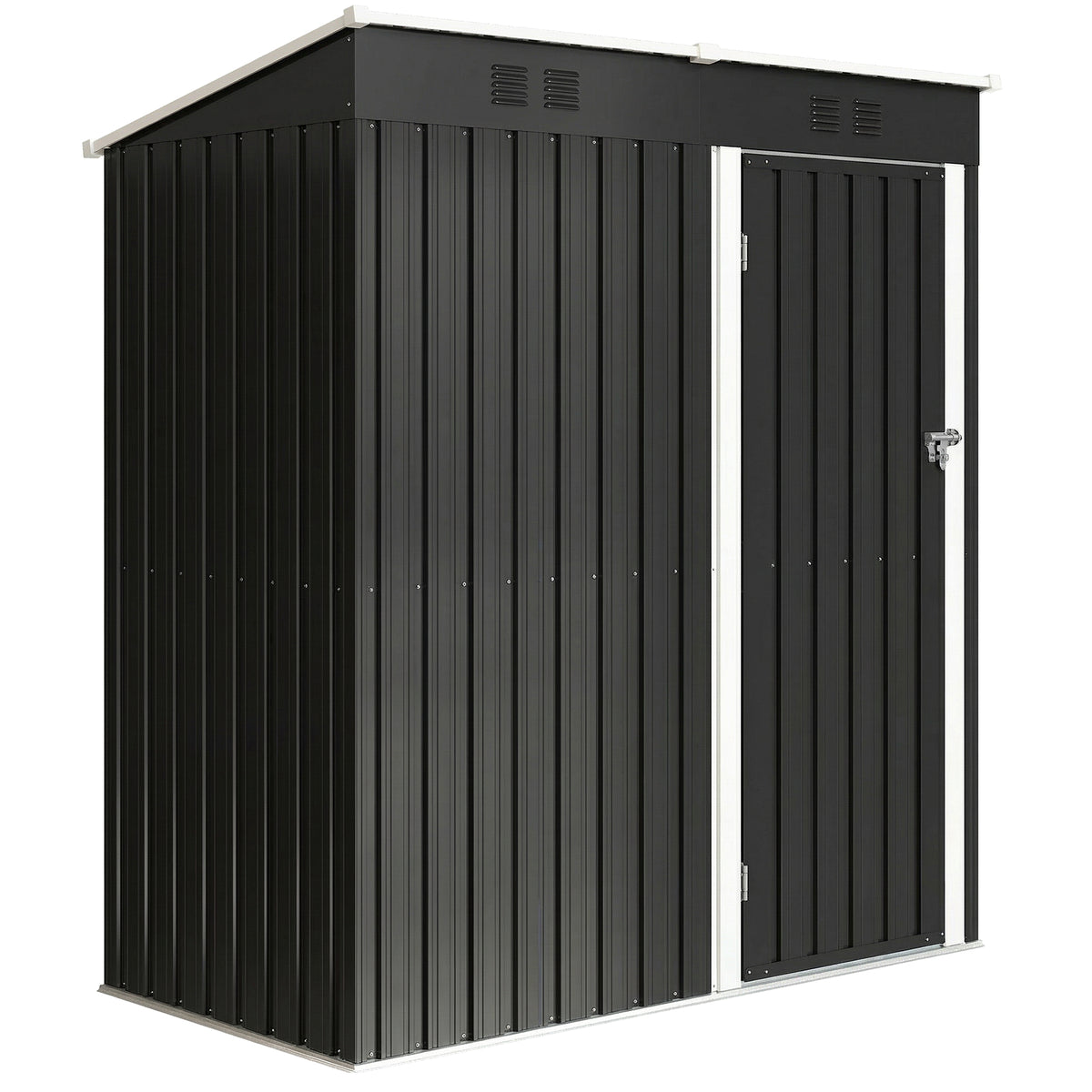Caseta De Jardín Outsunny Acero Galvanizado Gris Oscuro 163x90x179 Cm_0