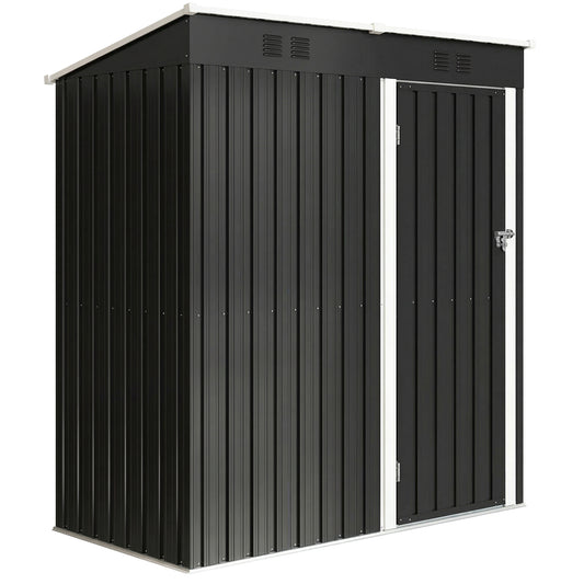 Caseta De Jardín Outsunny Acero Galvanizado Gris Oscuro 163x90x179 Cm_0