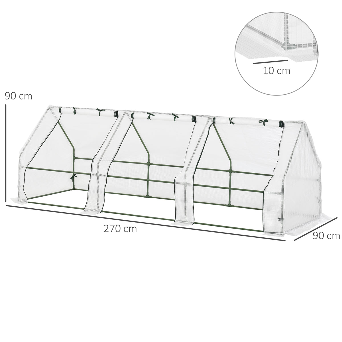 Invernadero De Terraza Outsunny Acero, Pe Blanco 270x90x90 Cm_2