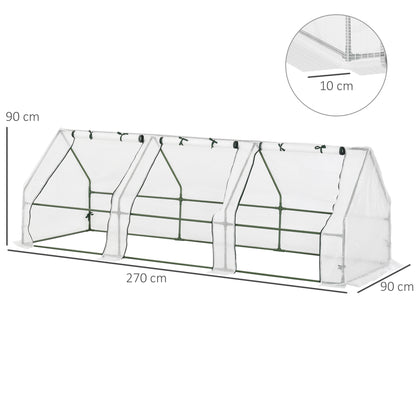 Invernadero De Terraza Outsunny Acero, Pe Blanco 270x90x90 Cm_2