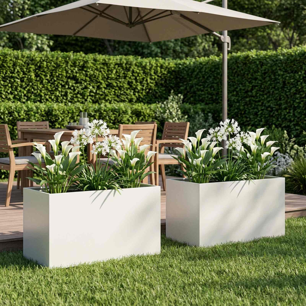 Macetero De Jardín 2 Uds. Blanco 100 X 50 X 50 Cm_1