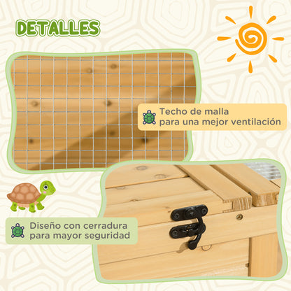 Casa Para Tortugas Pawhut Madera De Abeto Amarillo 91x60.5x32 Cm D40-012v00yl_5