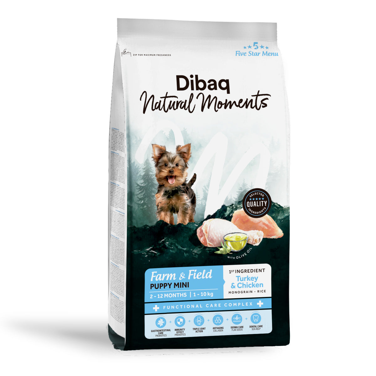 Dibaq Natural Moments 5 Star Pavo Y Pollo Cachorro Razas Pequeñas 2kg_0