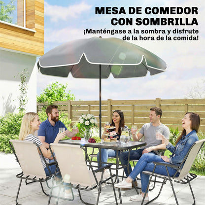 Conjunto De Jardín Outsunny Acero, Textilene Crema 119x68x70 Cm_5