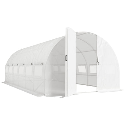 Invernadero De Túnel Outsunny Acero Galvanizado, Pe Blanco 597x295x200 Cm_0
