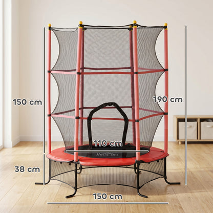 Cama Elástica Infantil Homcom Acero, Pp Rojo Y Negro 163x163x190 Cm_2