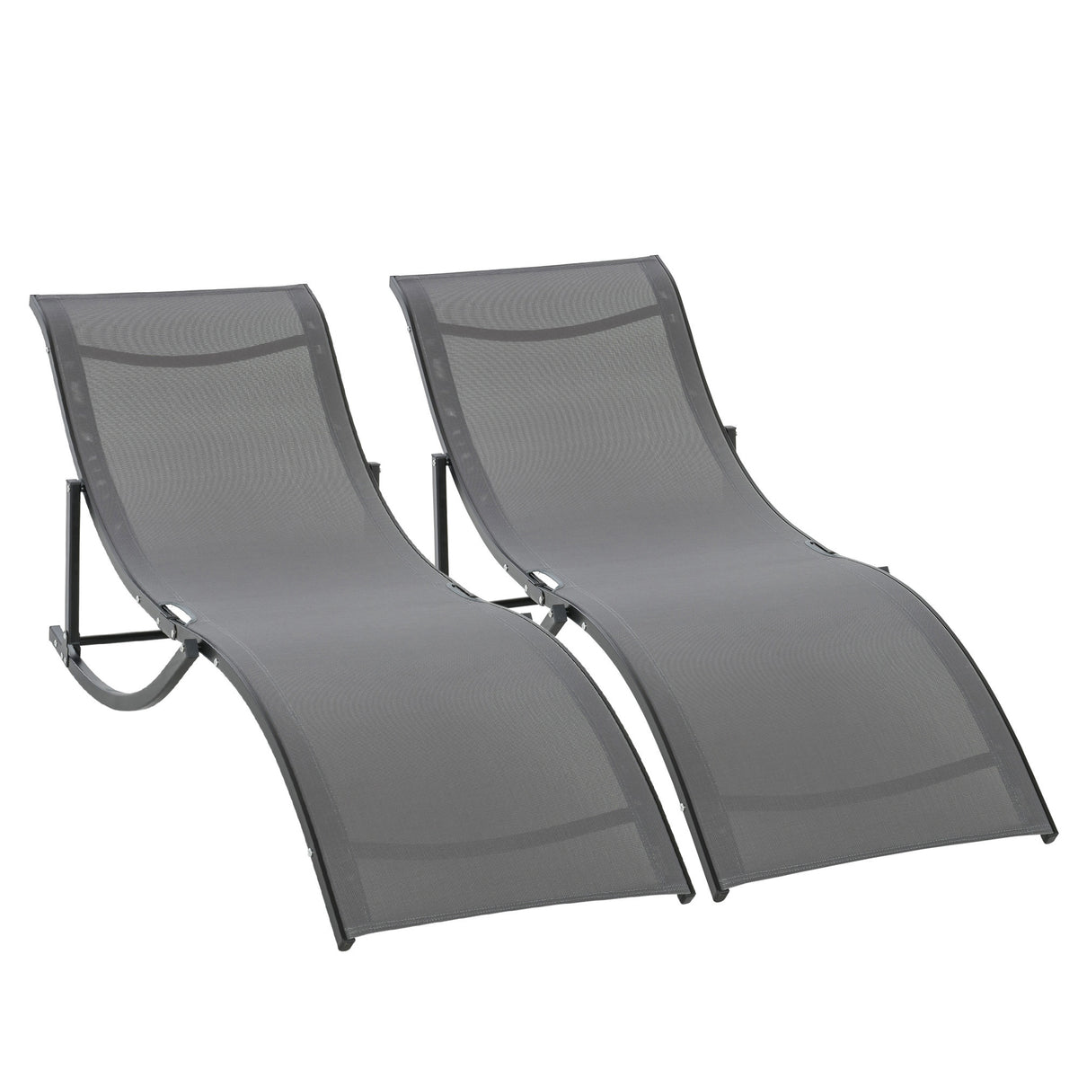 2 Tumbonas Plegables De Jardín Aluminio Outsunny 165x61x63 Cm Gris_3