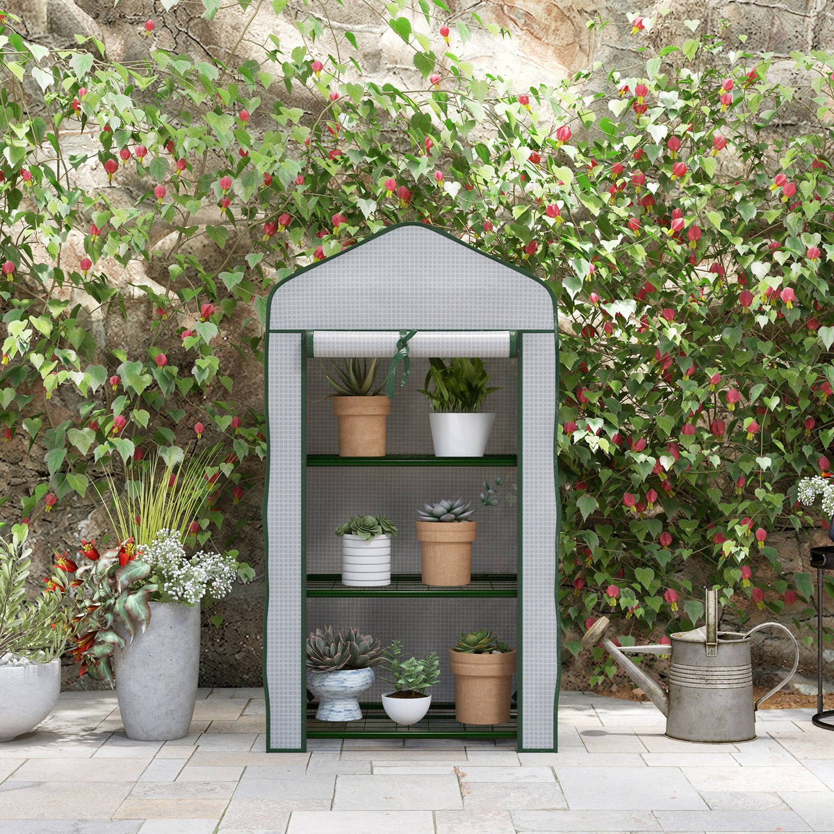Invernadero De Jardín Outsunny Acero, Pe Blanco 59x39x127 Cm_4