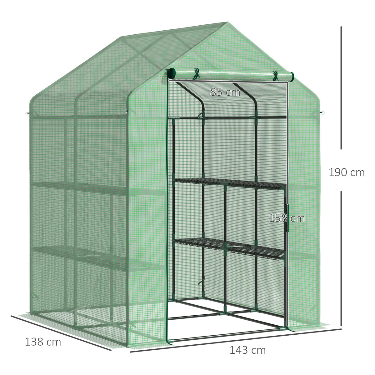Invernadero De Jardín Con 4 Estantes Outsunny 143x138x190 Cm Verde_2