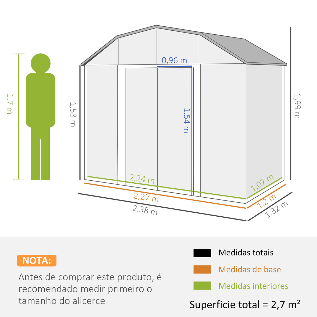 Cobertizo De Jardín Outsunny Acero Galvanizado Gris Oscuro 238x132x198.5 Cm_2