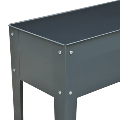 Jardinera Elevada Outsunny Metal Gris Oscuro 100x30x80cm_4