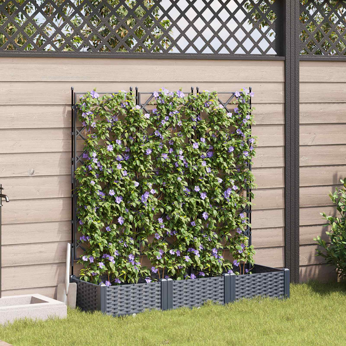 Macetero De Jardín 3 Uds. Gris 120 X 40 X 125,5 Cm Pp_1