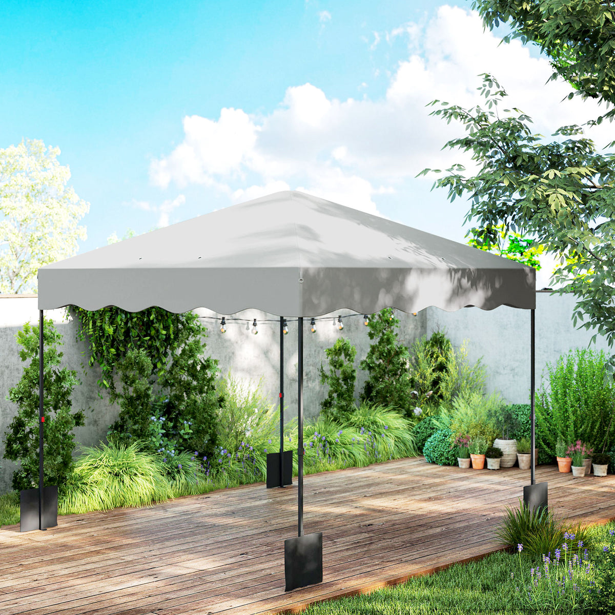 Carpa Plegable Outsunny Metal, Tela Oxford Blanco 297x297x287 Cm_1