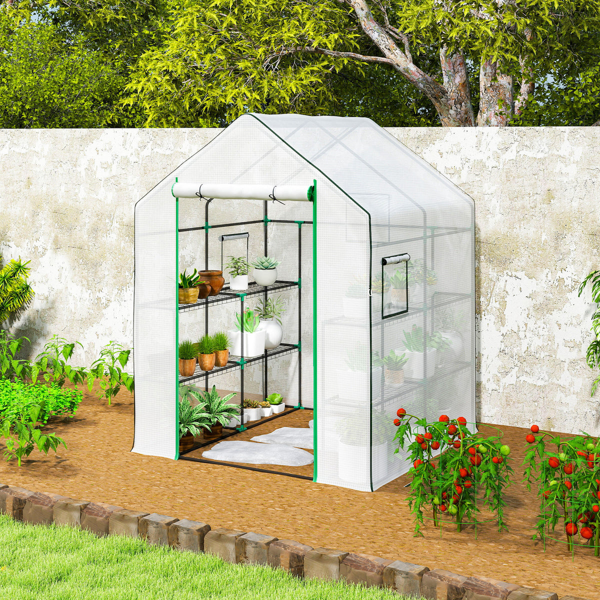 Invernadero De Jardín Outsunny Acero, Pe Blanco 140x143x190 Cm 845-932v02wt_3