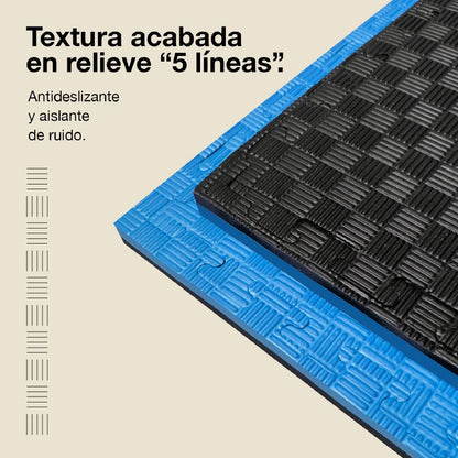 Tatami Puzzle 2,5cm 100x100cm – Superficie 5 Líneas Negro/azul Jowy_3