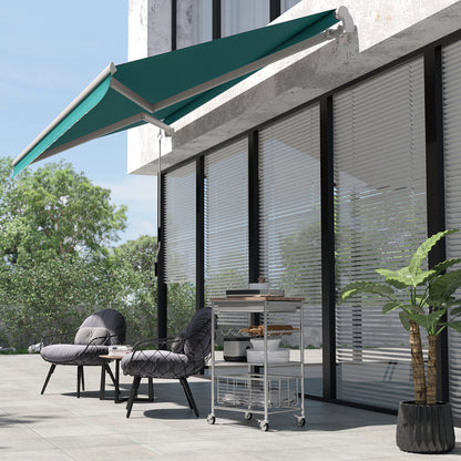 Toldo Manual Plegable Outsunny Verde 395x245 Cm Aluminio Metal_1