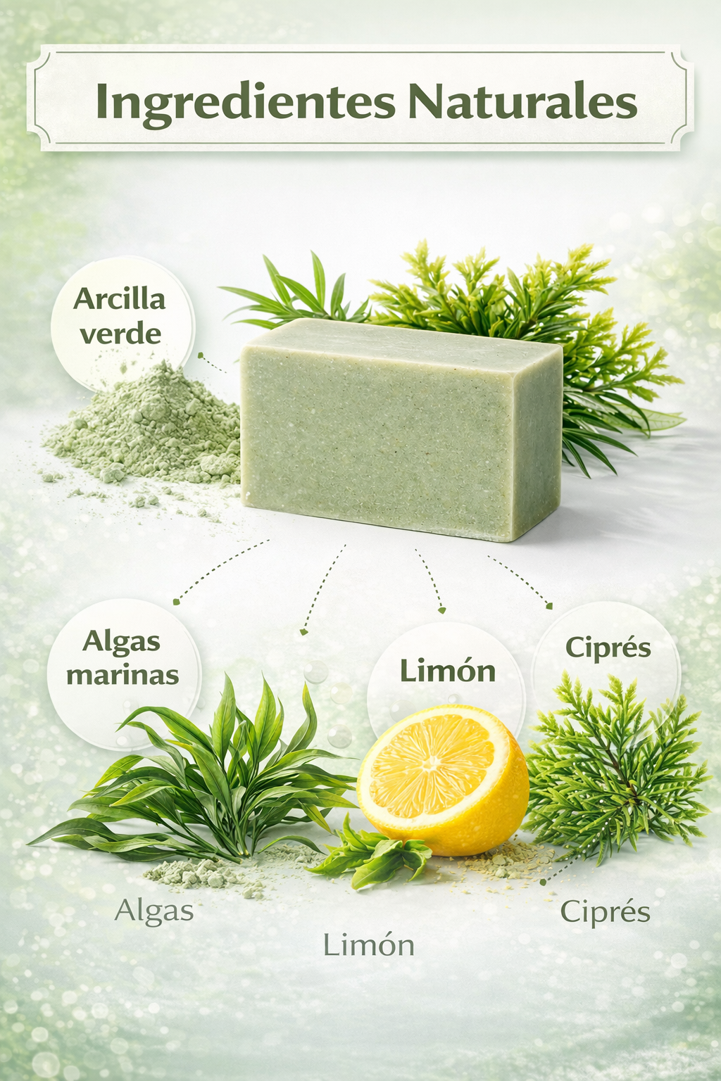 Jabón Sólido Natural de Arcilla Verde 100 g | Limpieza Purificante para Piel Grasa y Mixta | M&On Naturals_1