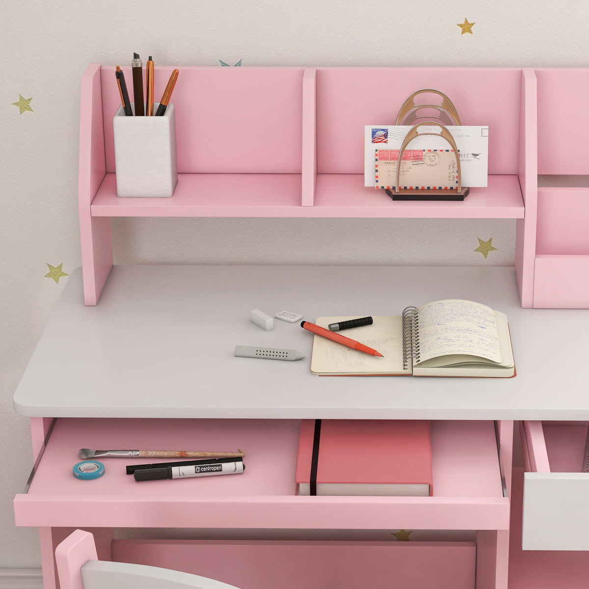 Escritorio Infantil Zonekiz Mdf Rosa 90x45x90 Cm_4