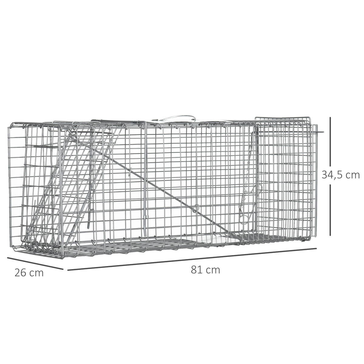 Trampa Para Animales Outsunny 81x26x34.5 Cm Plata_2