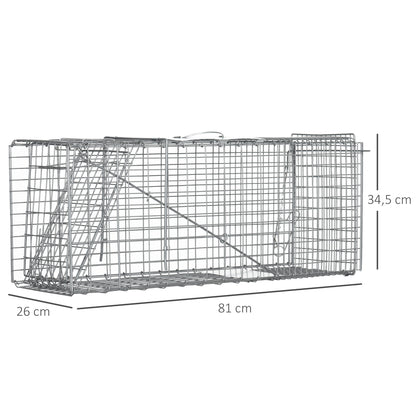 Trampa Para Animales Outsunny 81x26x34.5 Cm Plata_2