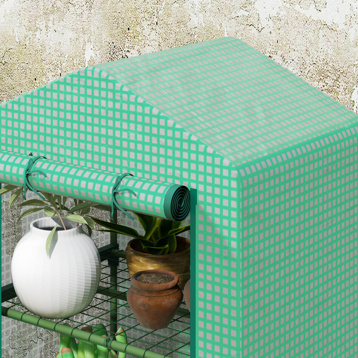 Invernadero De Jardín Outsunny Metal, Pe Verde 69x49x125 Cm_4