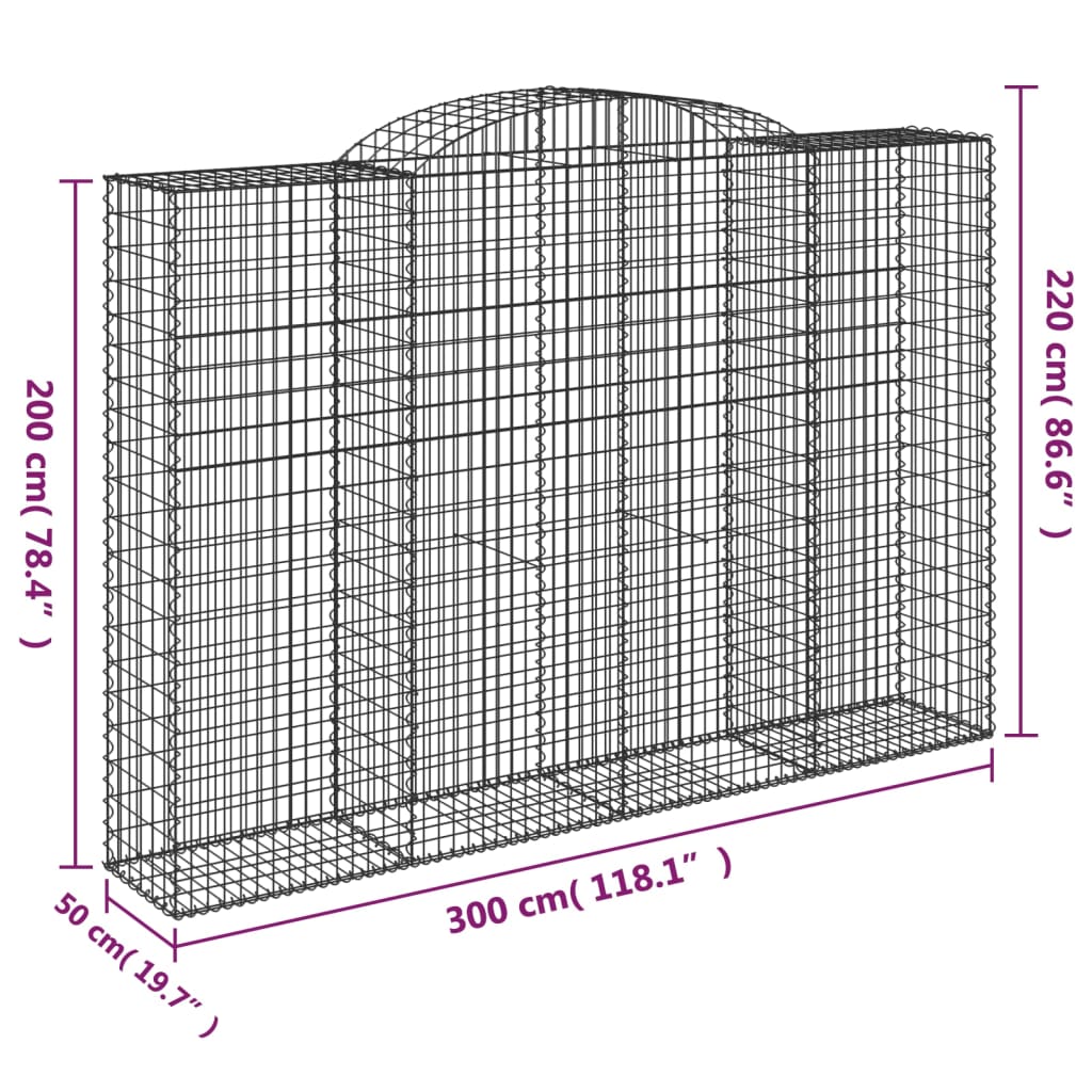 Cestas De Gaviones 8 Uds Forma De Arco Hierro 300x50x200/220 Cm_5