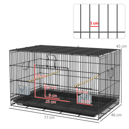 Jaula Para Pájaros Con Bandeja Extraíblpawhut Acero 77x46x45 Cm Negro_2