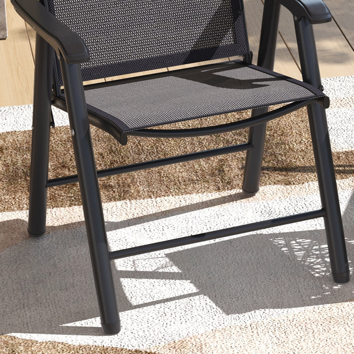 Sillas Plegables Outsunny Acero, Texteline Gris Oscuro 58x64x94 Cm_4