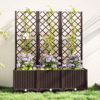 Jardinera Con Enrejado Outsunny Pp Marrón 120x40x135 Cm_3