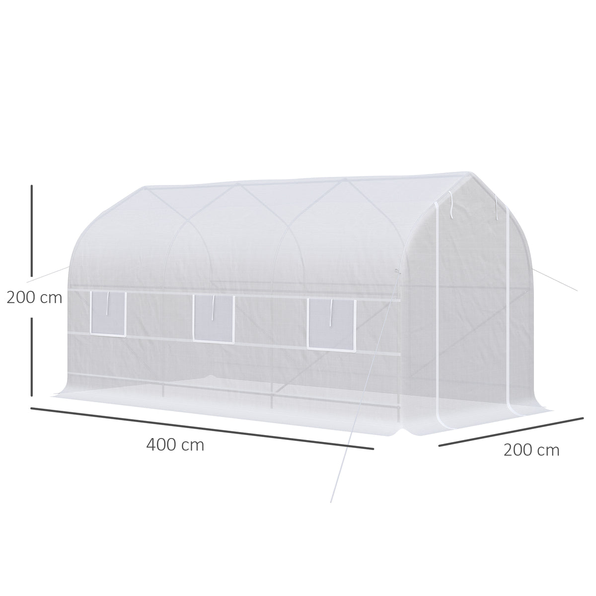 Invernadero De Jardín Túnel 6 Ventanas Outsunny 400x200x200 Cm Blanco_2