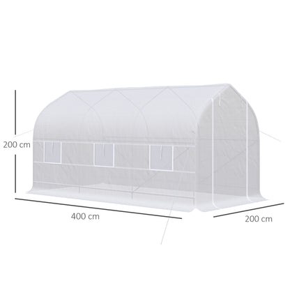 Invernadero De Jardín Túnel 6 Ventanas Outsunny 400x200x200 Cm Blanco_2