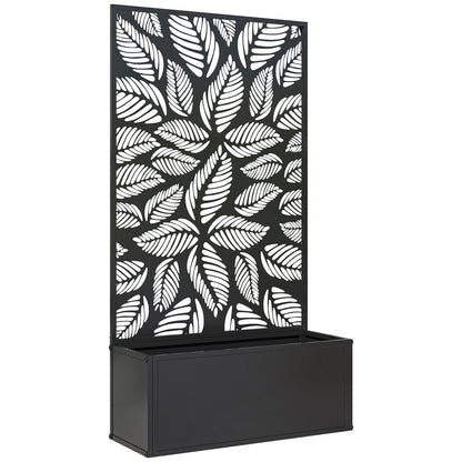 Jardinera Exterior Outsunny Metal Negro 61x23x113 Cm_0