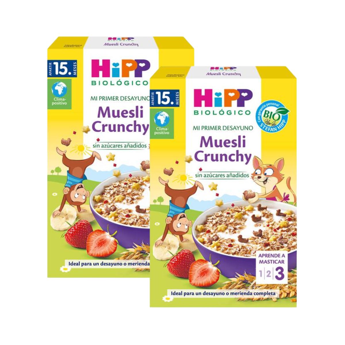 Pack x 2 Muesli Crunchy para niños Bio +15 meses HiPP 200 g