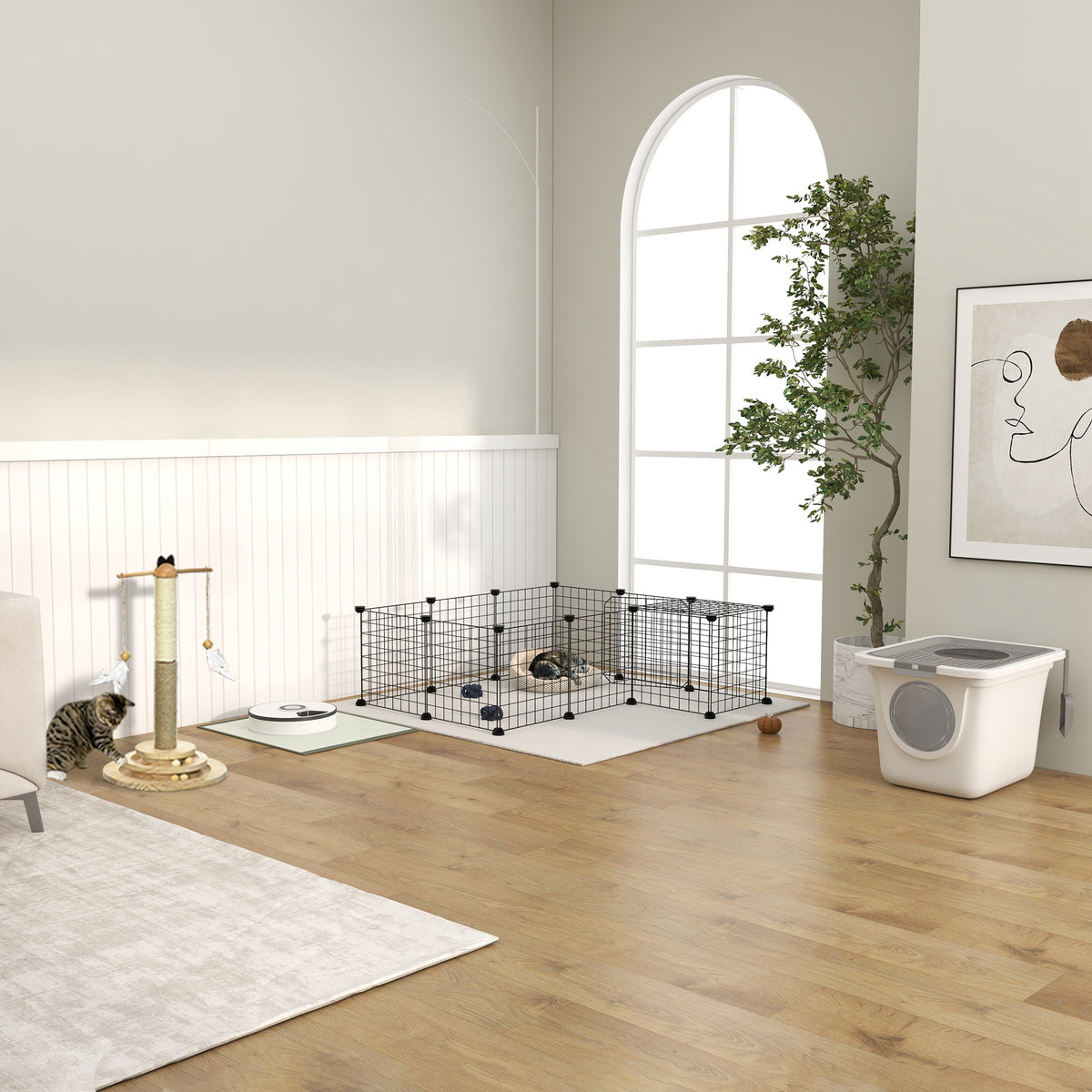 Valla Metálica Para Mascotas Pawhut Negro 146x73x73 Cm_4