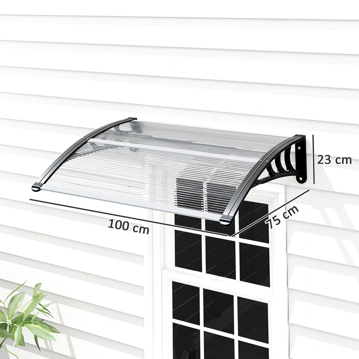 Tejadillo De Protección Outsunny Aleación De Aluminio, Pp Transparente 75x100x23 Cm_2